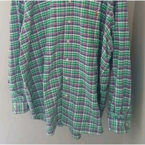 Ralph Lauren Button Down Shirt Size Green 3XB Big Green Plaid Work - Picture 4 of 8